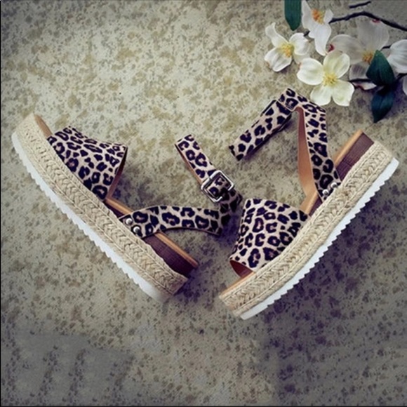 Leopard Platform Flatforms Espadrille Sandals - Picture 4 of 8